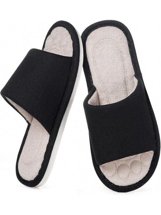 Men\'s Black Slippers Breathable Slip-on Indoor Slippers Washable Home Shoes main image 7